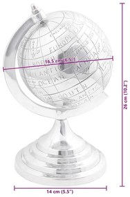 Escultura Globo Prateada 16.5x14x26 cm Alumínio