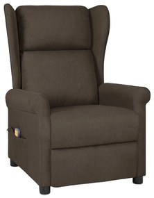 vidaXL Poltrona de massagens tecido castanho-escuro