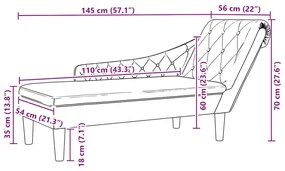 Chaise lounge c/ almofada/apoio de braços direito tecido preto