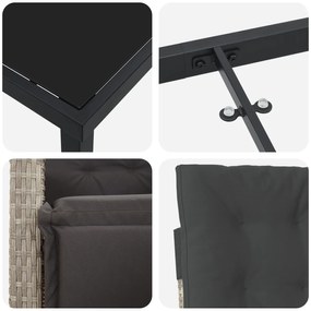 Conjunto de Jantar de Jardim vidaXL 5 Peças com Almofadas Cinza Claro