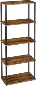 Estante com 5 prateleiras e montagem sem ferramentas 23,8 x 60 x 139 cm Castanho vintage + Preto