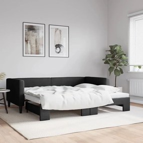 Sofá-cama com gavetão 90x190 cm tecido preto