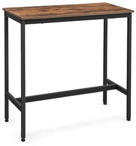 VASAGLE, Mesa de bar retangular estreita, Mesa de cozinha, Mesa alta de jantar de pub, Estrutura de aço, 100 x 40 x 90 cm, Fácil montagem, Industrial, Marrom rústico e preto LBT10X