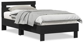Cama da – Carvalho Preto, 90x190 cm, feita de madeira engenheirada.