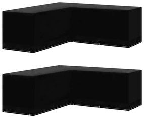Capas móveis de jardim forma de L 2 pcs 12 ilhós 250x250x90 cm