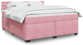 vidaXL Cama com molas/colchão 180x200 cm veludo rosa