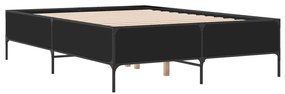 Estrutura de cama 140x200 cm derivados de madeira/metal preto