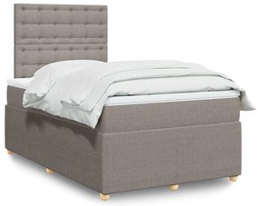 Cama boxspring c/ colchão 120x190cm tecido castanho-acinzentado