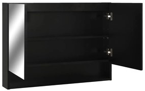 Armário espelhado casa de banho com LED 80x15x60 cm MDF preto