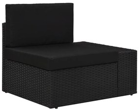 9 pcs conjunto lounge de jardim c/ almofadões vime PE preto
