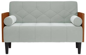 Sofá-luvas com rolos 110 cm veludo cinzento-claro