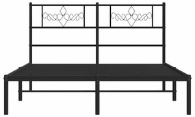 Estrutura de cama em metal com cabeceira 150x200 cm preto