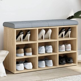 vidaXL Banco para sapatos Sonoma Oak 82x32x50 cm Madeira projetada
