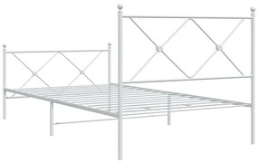 Estrutura de cama com cabeceira e pés 100x200 cm metal branco