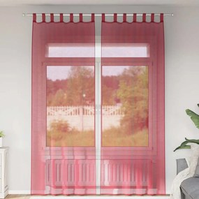 vidaXL Cortinas de voile com bolsos para varão 2 pcs vermelho tinto