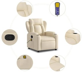 Poltrona de massagens reclinável tecido cor creme