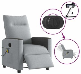 Poltrona de massagens reclinável elétrica tecido cinzento-claro