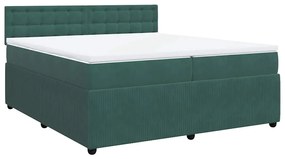 Cama com molas/colchão 200x200 cm veludo verde-escuro