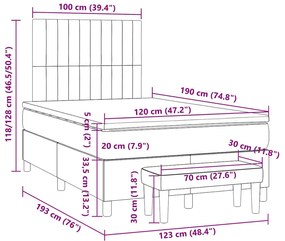 Cama boxspring com colchão 120x190 cm tecido preto