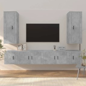 vidaXL Conjunto móveis de TV 6 pcs madeira processada cinzento cimento