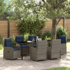 Conjunto de Jantar de Jardim de 7 Peças Cinza Polivime