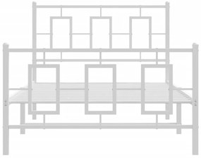 Estrutura de cama com cabeceira e pés 100x190 cm metal branco