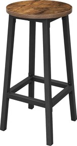 Conjunto 2 Bancos de bar com estrutura em aço 32 x 65 cm castanho vintage - preto