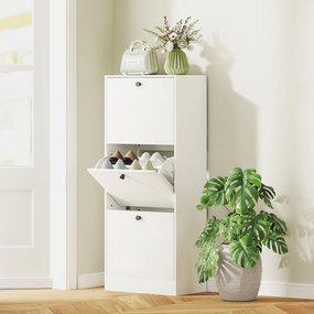 Sapateira Estreita com 3 Portas Sapateira para Entrada com Prateleiras Ajustáveis para 12 Pares de Sapatos 47x28x115 cm Branco