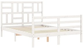 Estrutura de cama com cabeceira 140x200cm madeira maciça branco