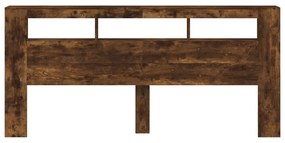 Cabeceira c/ LEDs 220x18,5x103,5 cm carvalho fumado