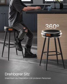 Conjunto de 2 bancos de bar com 76 cm de altura em preto