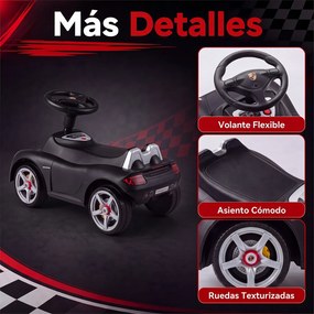 Carrinho de Passeio andarilho Infantil, 62,5 x 29 x 38,5 cm, Com Luzes e Sons, Preto