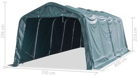 Tenda para gado removível PVC 550 g/m² 3,3x8 m verde escuro