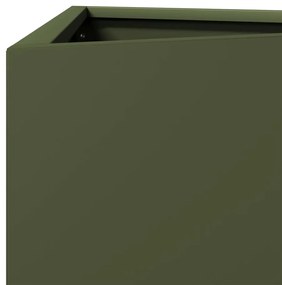 Vaso/floreira triangular 2 pcs 30x26x75 cm aço verde-azeitona