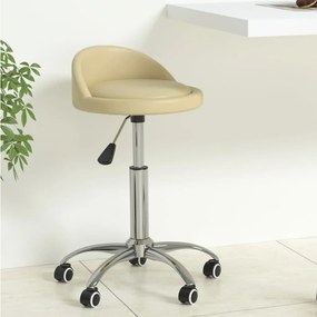 vidaXL Cadeira de jantar giratória couro artificial cor creme