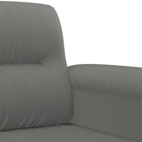 2 pcs conj. sofás c/ almofadões tecido microfibra cinza-escuro