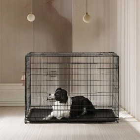 Gaiola dobrável para cães com 2 portas 107 x 70 x 77,5 preto
