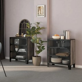 vidaXL Armários arrumação 2pcs 72x36x82 cm metal e MDF cinzento