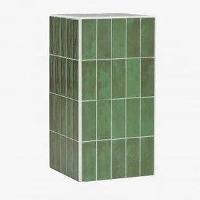 Mesa Lateral De Jardim Quadrada 30x30 Cm Em Cimento E Azulejos Bongani Verde Cacto - Sklum