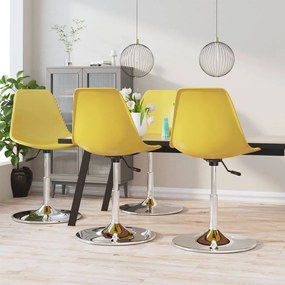 vidaXL Cadeiras de jantar giratórias 4 pcs PP amarelo