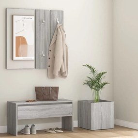 vidaXL Conjunto móveis de corredor derivados de madeira sonoma cinza