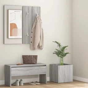 vidaXL Conjunto móveis de corredor derivados de madeira sonoma cinza