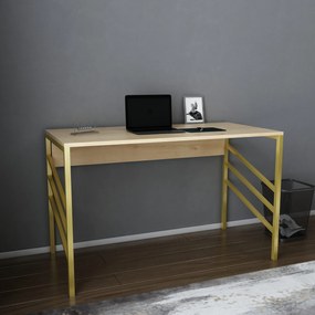 Secretária de Estudo Josephine - Dourado e Carvalho - 120x60x74,8 cm