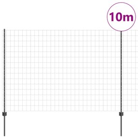 Cerca Euro com 10 Postes Cinza 1.5x10 m Aço