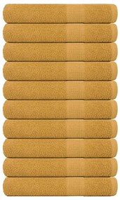 vidaXL Toalhas de sauna FROGN 10 pcs 80x200 cm 360 g/m² ouro