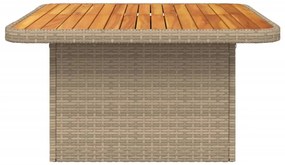 Mesa de jardim 80x80x71 cm vime PE e madeira de acácia bege