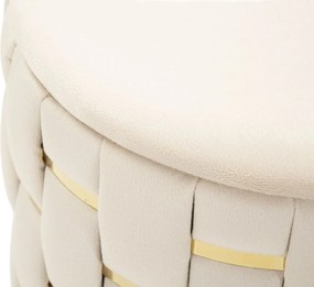 PUFE COM ARMAZENAMENTO CONJUNTO DE 2 PEÇAS Ø 37X42-28X35 CM CREME E DOURADO
