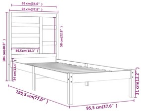Estrutura de cama solteiro 90x190 cm madeira maciça branco