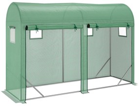 Outsunny Estufa Jardim Tipo Túnel com 4 janelas e 2 portas para Plantas de PE de aço 300x100x200 cm Verde