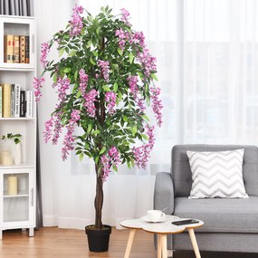 Flor de Orquídea Artificial de 180 cm com 1260 folhas e 2 hastes principais para Decoração de Escritório Decoração de Janela de Casa Decoração de Rest